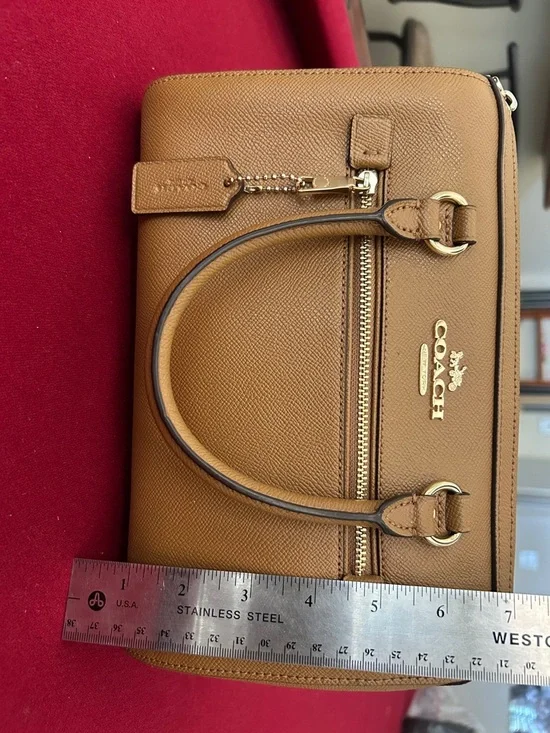 Coach Tan Pebble Leather Satchel with Gold Hardware - Picture 4 of 7
